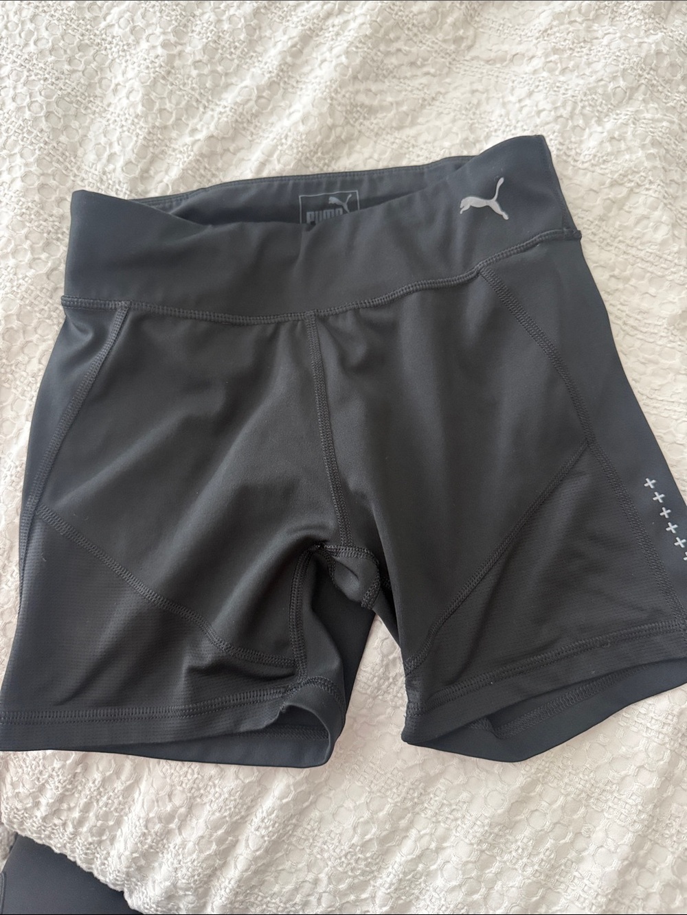 Puma Black Women's Biker Shorts with Reflective Logo